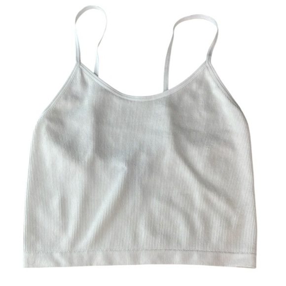 Streetwear Society Ribbed Crop White Cami Tank Top Adjustable Spaghetti Straps M - Picture 2 of 8